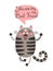 Cheerful cat screams You are my Best Friend. Vector illustration in cartoon style