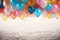 Cheerful celebration a festive background adorned with vibrant, buoyant balloons