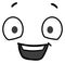Cheerful character expression. Comic face cartoon expression