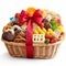 Cheerful Charms: A Basket Overflowing with Festive Cheer