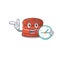 Cheerful cherry macaron cartoon character style with clock