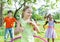 Cheerful Children Playing in a park