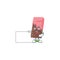 Cheerful chocolate bar with pink cream cartoon character having a board