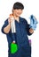 Cheerful cleaning worker woman