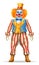 cheerful clown actor and circus character vector illustration