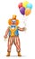 cheerful clown actor and circus character vector illustration