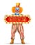 cheerful clown actor and circus character vector illustration