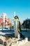 Cheerful Colorful aqua park slides with penguins. Dubai, UAE, panorama Ice Land waterpark