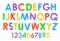 Cheerful colorful vector alphabet typography set