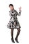 Cheerful coquette in retro style dress.