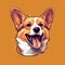 Cheerful Corgi Dog Head In Digital Art Style