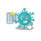 Cheerful corona zygote virus mascot design with a glass of beer