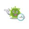 Cheerful coronavirus cartoon character style with clock