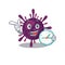 Cheerful coronavirus kidney failure cartoon character style with clock