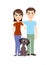 Cheerful couple with dog illustration.