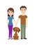Cheerful couple with dog illustration.