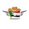 Cheerful cowboy cartoon flag sudan with mascot