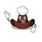 Cheerful on cowboy hat chef cartoon character