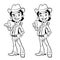 Cheerful cowboy. Outline.