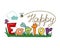 Cheerful, cute inscription `Happy Easter` isolated on a white background.