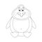 Cheerful cute penguin sits, fat birdie has a rest, coloring book