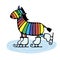 Cheerful cute rainbow zebra skating