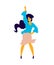 Cheerful dancing girl. Vector. Illustration of a laughing young woman. Character for the dance studio. Flat style. Employee number