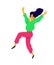 Cheerful dancing girl. Vector. Illustration of a laughing young woman. Character for the dance studio. Flat style. Positive f