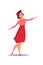 Cheerful dancing woman flat vector illustration