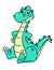 Cheerful dinosaur character sitting cartoon illustration