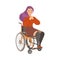 Cheerful disabled girl in wheelchair doing hand gesture vector illustration