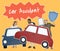 Cheerful diverse people holding car insurance icons