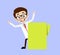 Cheerful Doctor with Origami Paper Banner Vector