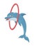 Cheerful dolphin jumping through a hoop