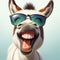 Cheerful donkey smiling. Generative AI