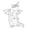 Cheerful dragon with wings and horns outlines for coloring