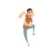 Cheerful drunk man with bottle of alcohol drink in his hand, funny guy character drinking alcohol and dancing vector