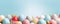 Cheerful easter egg banner with colorful eggs on blue background