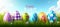 Cheerful easter postcard with vibrant colors and happy easter text for warm holiday wishes