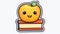 cheerful education helpers cute academic icon sticker with an apple and book