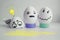 Cheerful eggs with two face concept warned