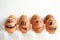 Cheerful eggs in two rows