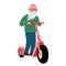 Cheerful elderly man rides an electric scooter.