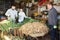 Cheerful family sorting harvested green onions