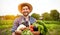 Cheerful farmer with organic vegetables