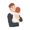 Cheerful Father Hugging his Baby, Parenting, Fatherhood and Kids Care Cartoon Vector Illustration