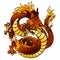 Cheerful fiery Chinese dragon on white