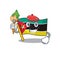Cheerful flag mozambique Artist cartoon character with brush