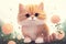 Cheerful and fluffy cat standing with blur background