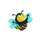 Cheerful flying adorable bee cartoon character flat vector illustration isolated.